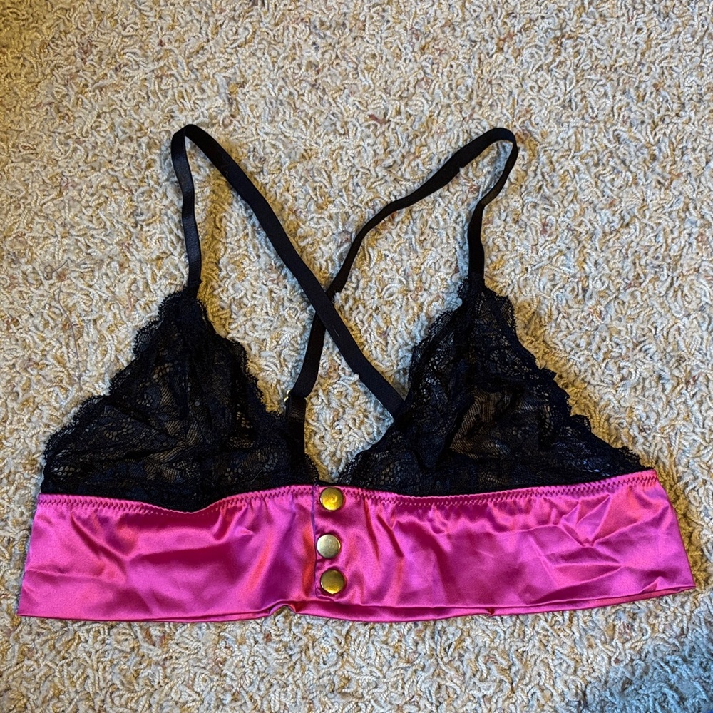 Yandy Black and Pink Lace Bralette